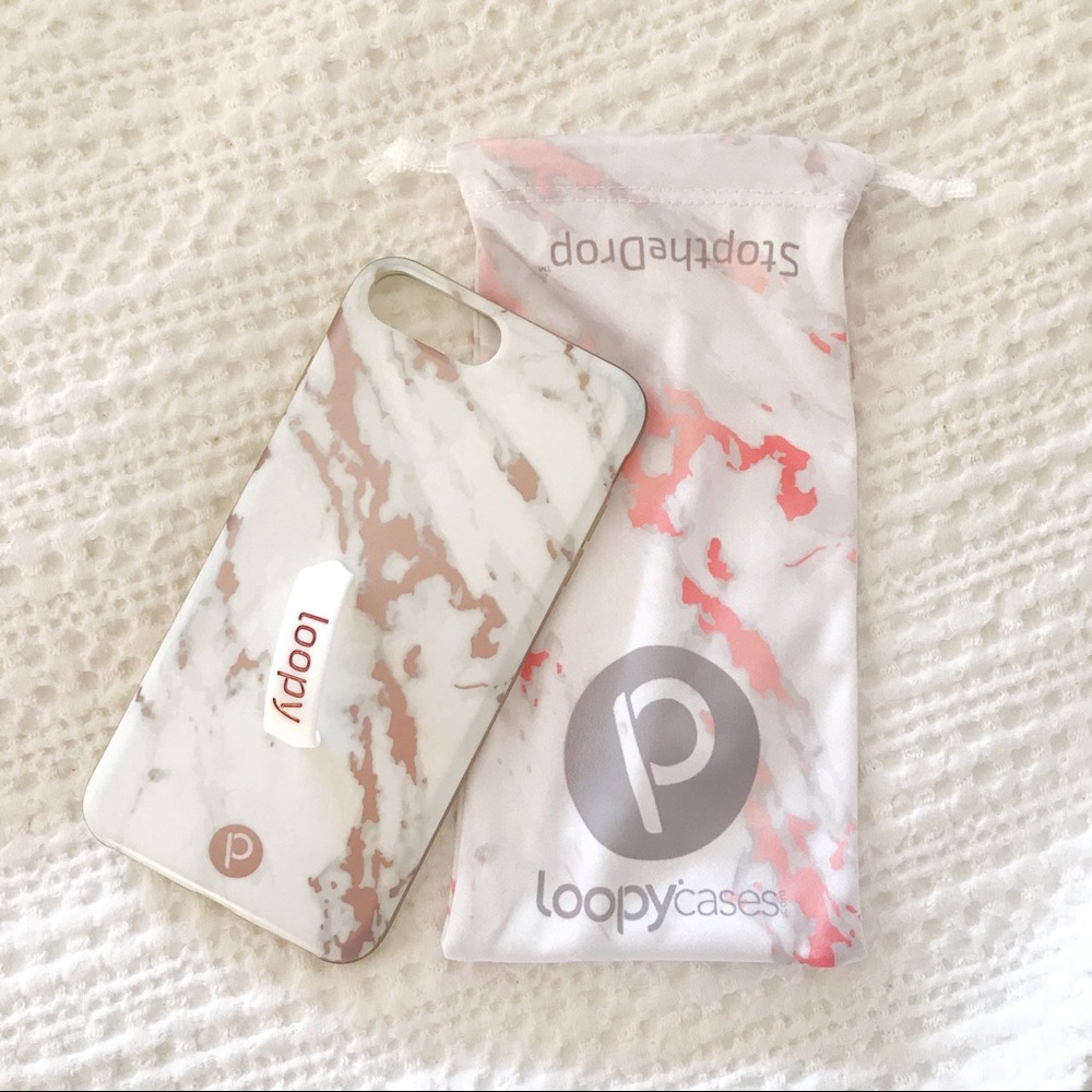 Rose gold marble Loopy Case 7plus
